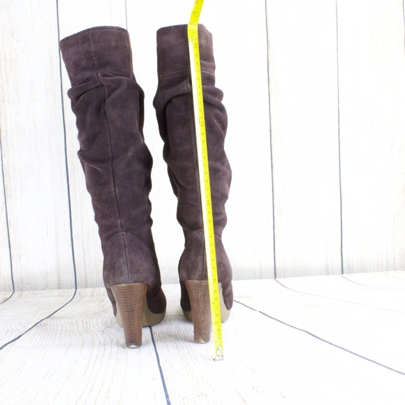 Collin Stuart Brown Suede Tall Slouch Heeled Boots - Picture 6 of 8